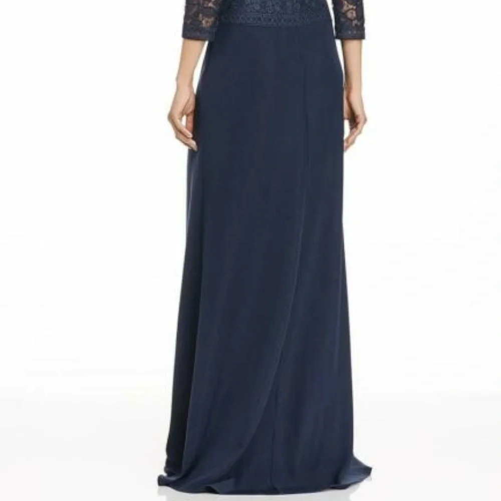 Tadashi Shoji Lace & Crepe A-Line Gown - Picture 6 of 7